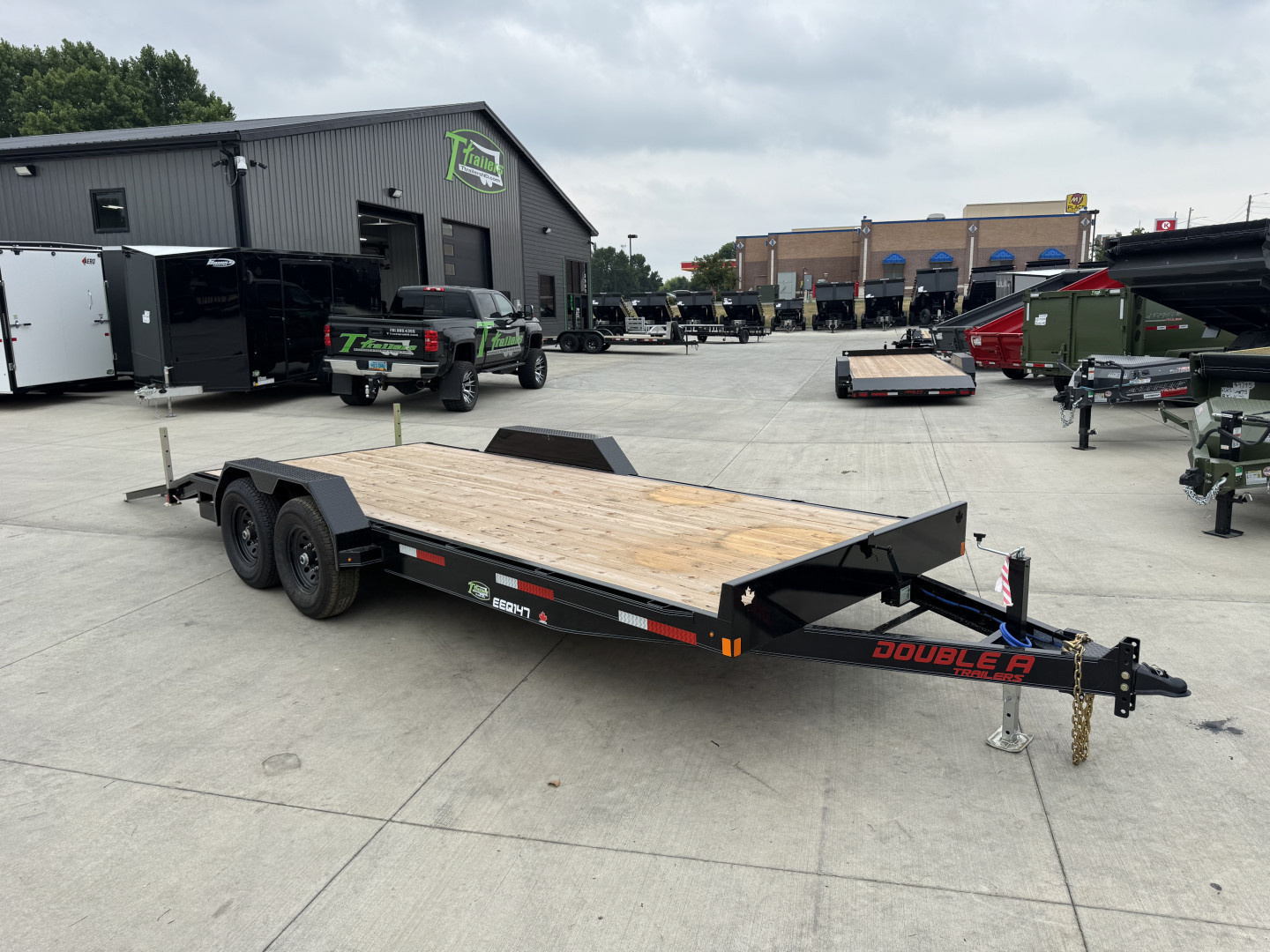 New NEW 2026 Double A 20’ flatbed Equipment Trailer 2-7000 lb axles=14K, dovetail, Slide In Ramps