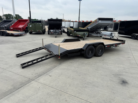 New NEW 2026 Double A 20’ flatbed Equipment Trailer 2-7000 lb axles=14K, dovetail, Slide In Ramps