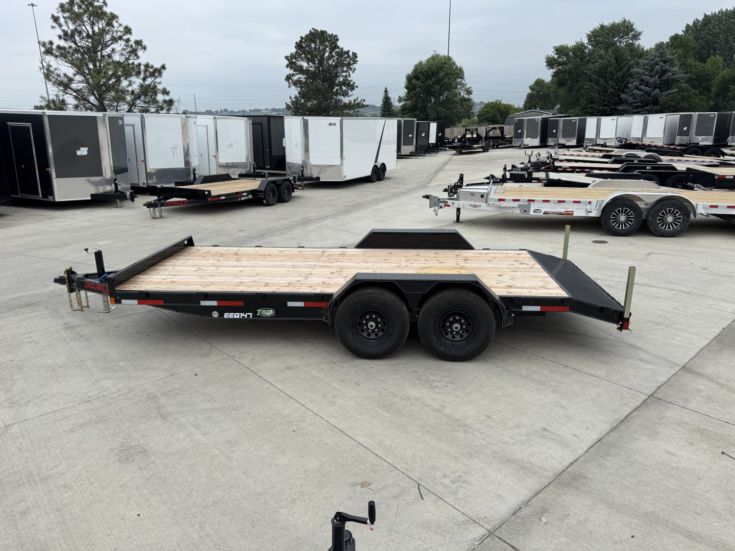 New NEW 2026 Double A 18’ flatbed Equipment Trailer 2-7000 lb axles=14K, dovetail, Slide In Ramps