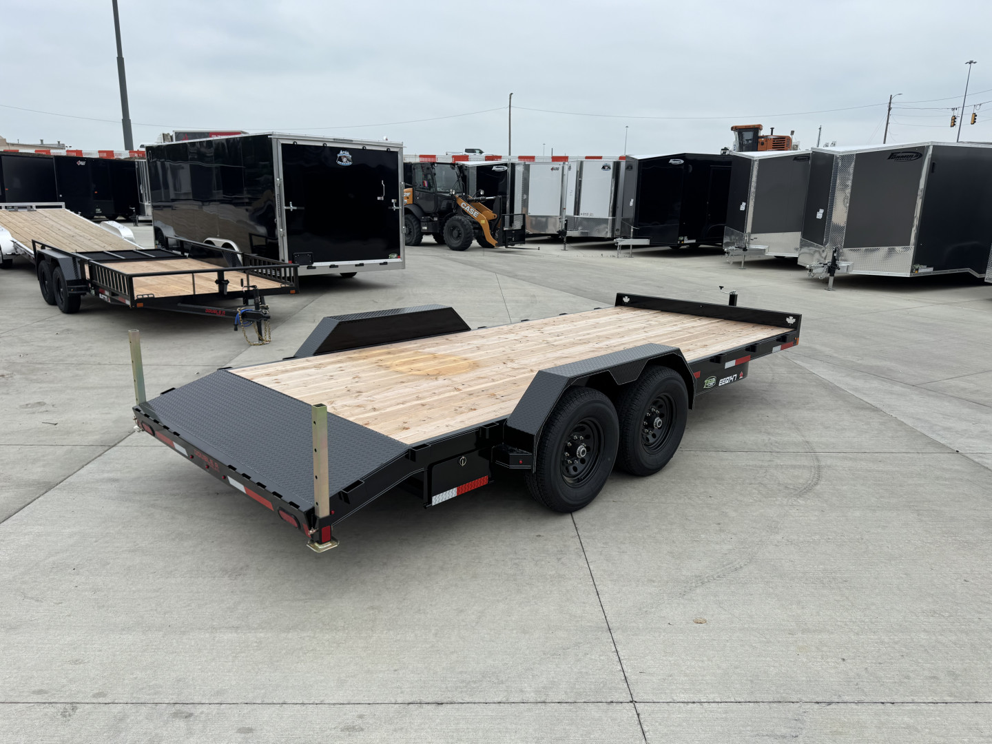 New NEW 2026 Double A 18’ flatbed Equipment Trailer 2-7000 lb axles=14K, dovetail, Slide In Ramps