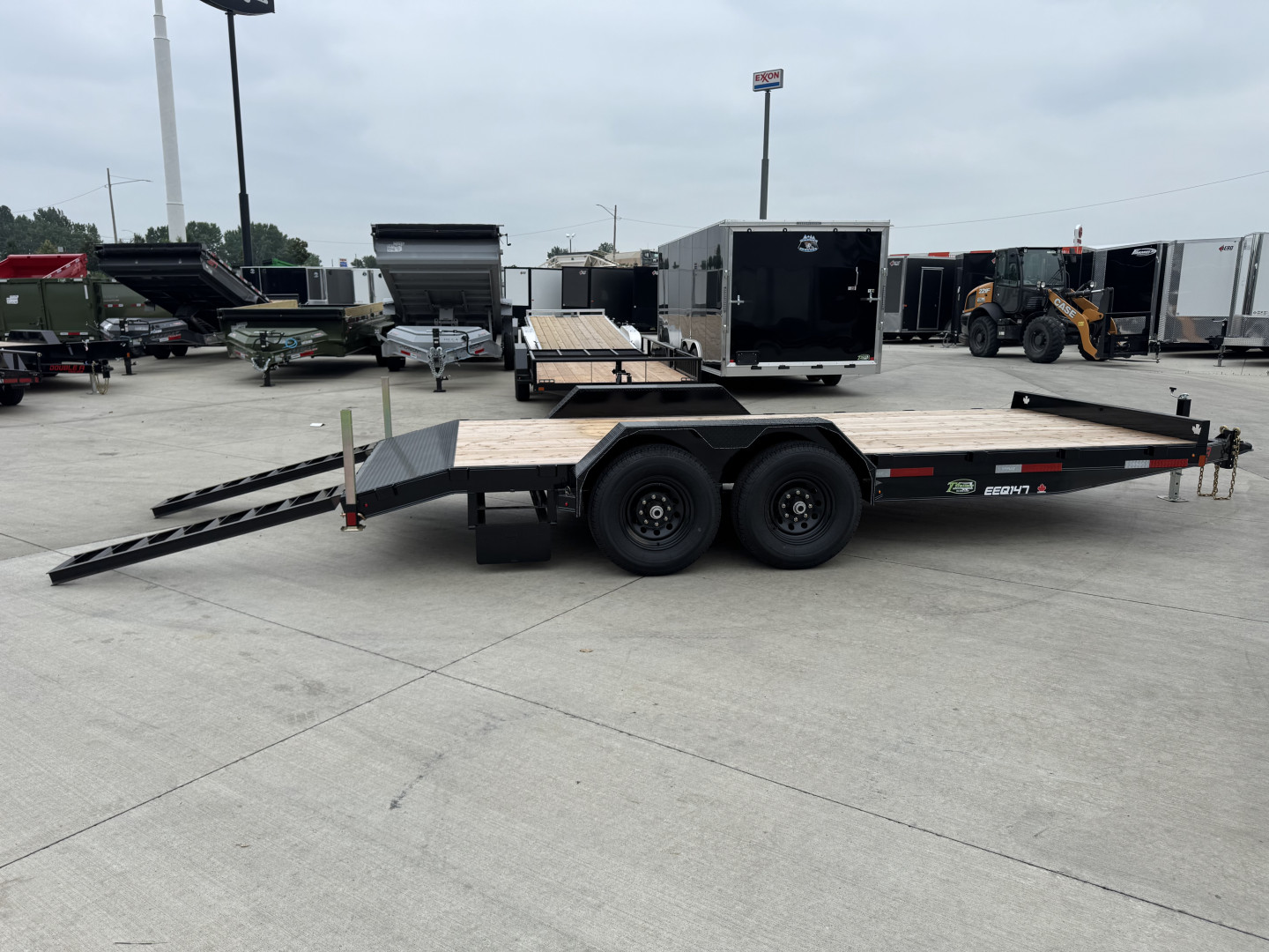 New NEW 2026 Double A 18’ flatbed Equipment Trailer 2-7000 lb axles=14K, dovetail, Slide In Ramps