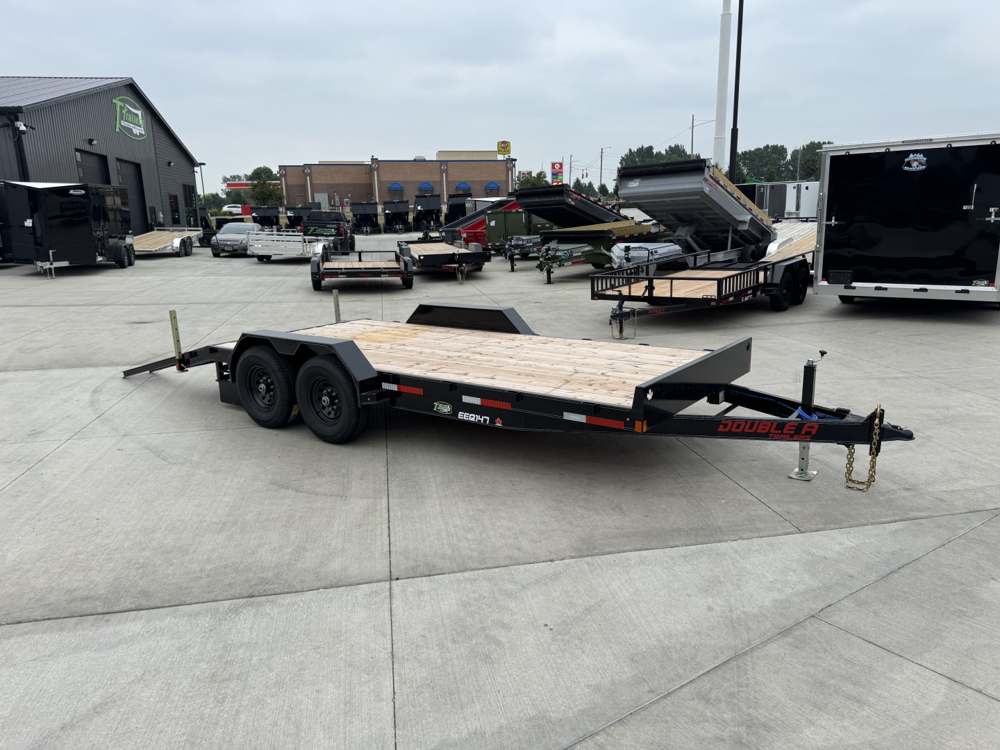 New NEW 2026 Double A 18’ flatbed Equipment Trailer 2-7000 lb axles=14K, dovetail, Slide In Ramps