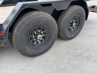 New NEW 2026 Double A 18’ flatbed Equipment Trailer 2-7000 lb axles=14K, dovetail, Slide In Ramps
