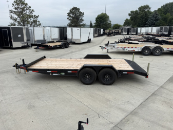 New NEW 2026 Double A 18’ flatbed Equipment Trailer 2-7000 lb axles=14K, dovetail, Slide In Ramps