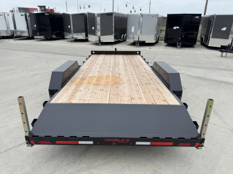 New NEW 2026 Double A 18’ flatbed Equipment Trailer 2-7000 lb axles=14K, dovetail, Slide In Ramps