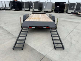 New NEW 2026 Double A 18’ flatbed Equipment Trailer 2-7000 lb axles=14K, dovetail, Slide In Ramps