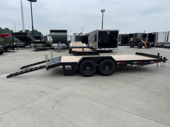 New NEW 2026 Double A 18’ flatbed Equipment Trailer 2-7000 lb axles=14K, dovetail, Slide In Ramps