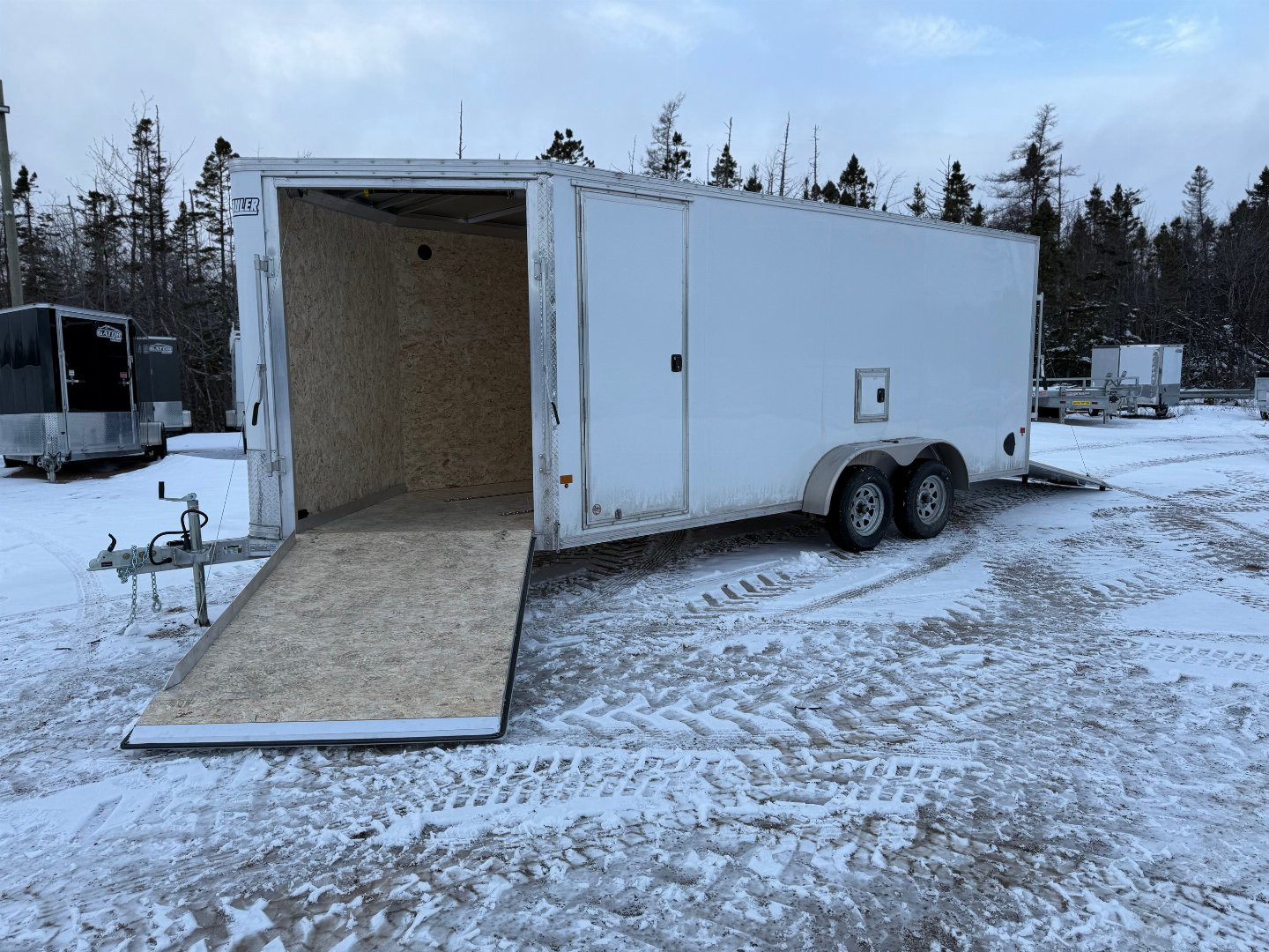 New 2025 EZ Hauler 7 x 18 + 5'V Snowmobile Trailer