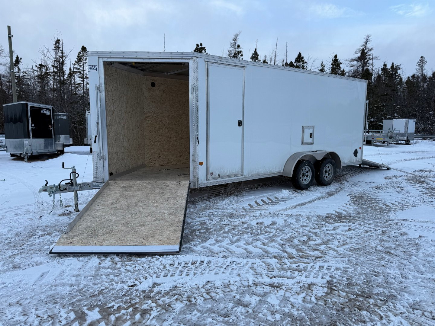 New 2025 EZ Hauler 7 x 18 + 5'V Snowmobile Trailer