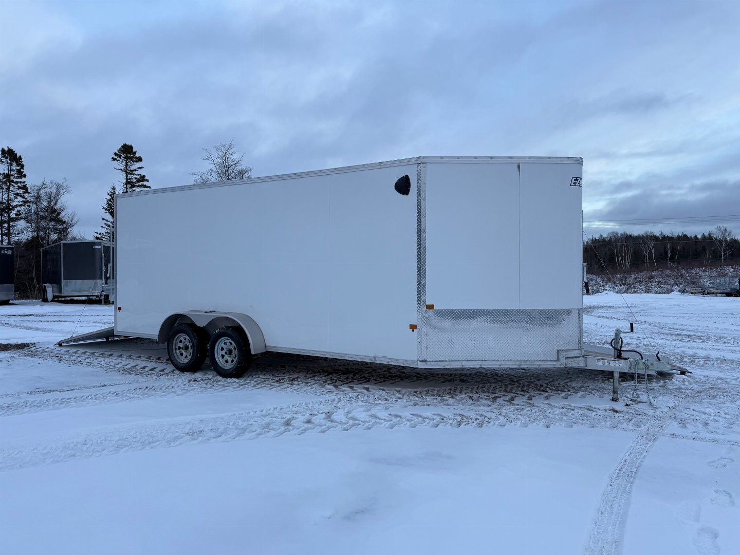 New 2025 EZ Hauler 7 x 18 + 5'V Snowmobile Trailer