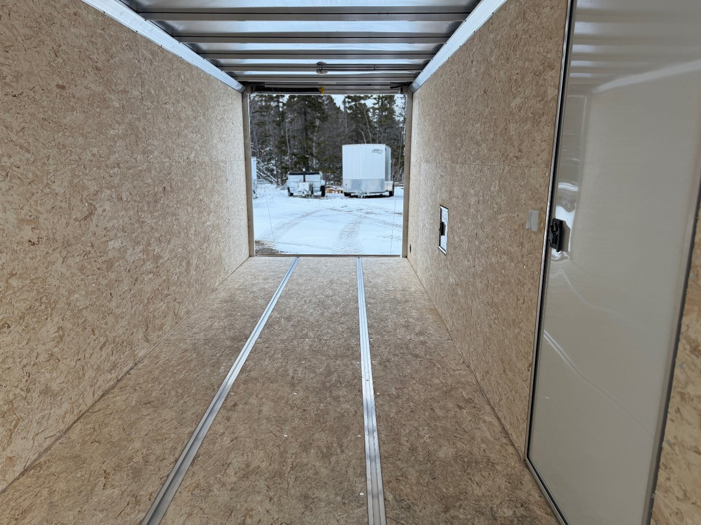 New 2025 EZ Hauler 7 x 18 + 5'V Snowmobile Trailer