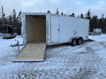 New 2025 EZ Hauler 7 x 18 + 5'V Snowmobile Trailer