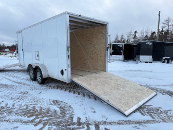 New 2025 EZ Hauler 7 x 18 + 5'V Snowmobile Trailer