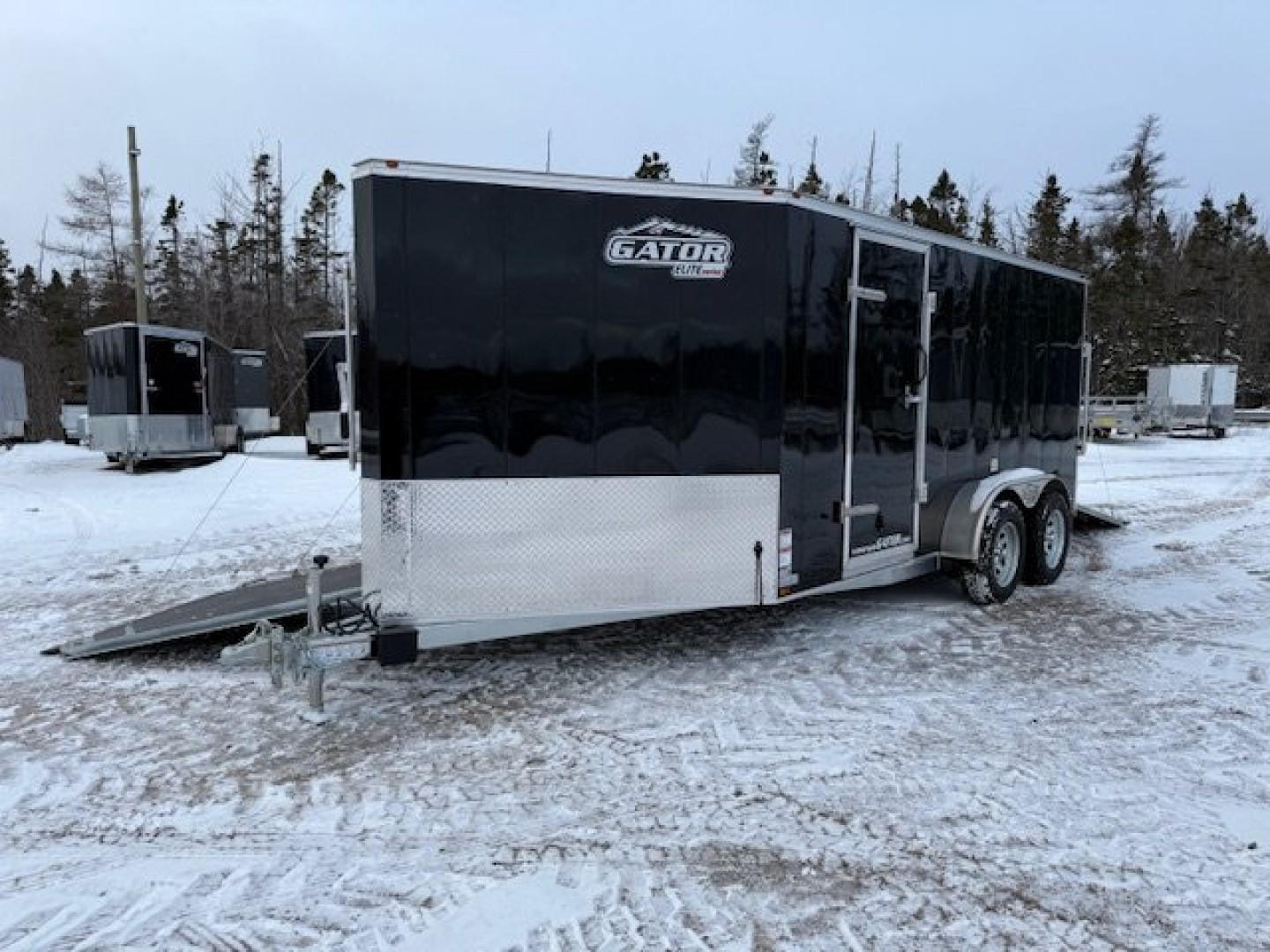 New 2025 Gator Elite 7 x 14 + 5'V Snowmobile Trailer