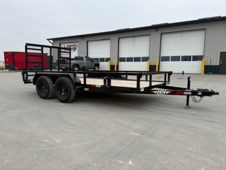 New 2026 H&H Black 82"x14' 7k Rail Side Utility Trailer