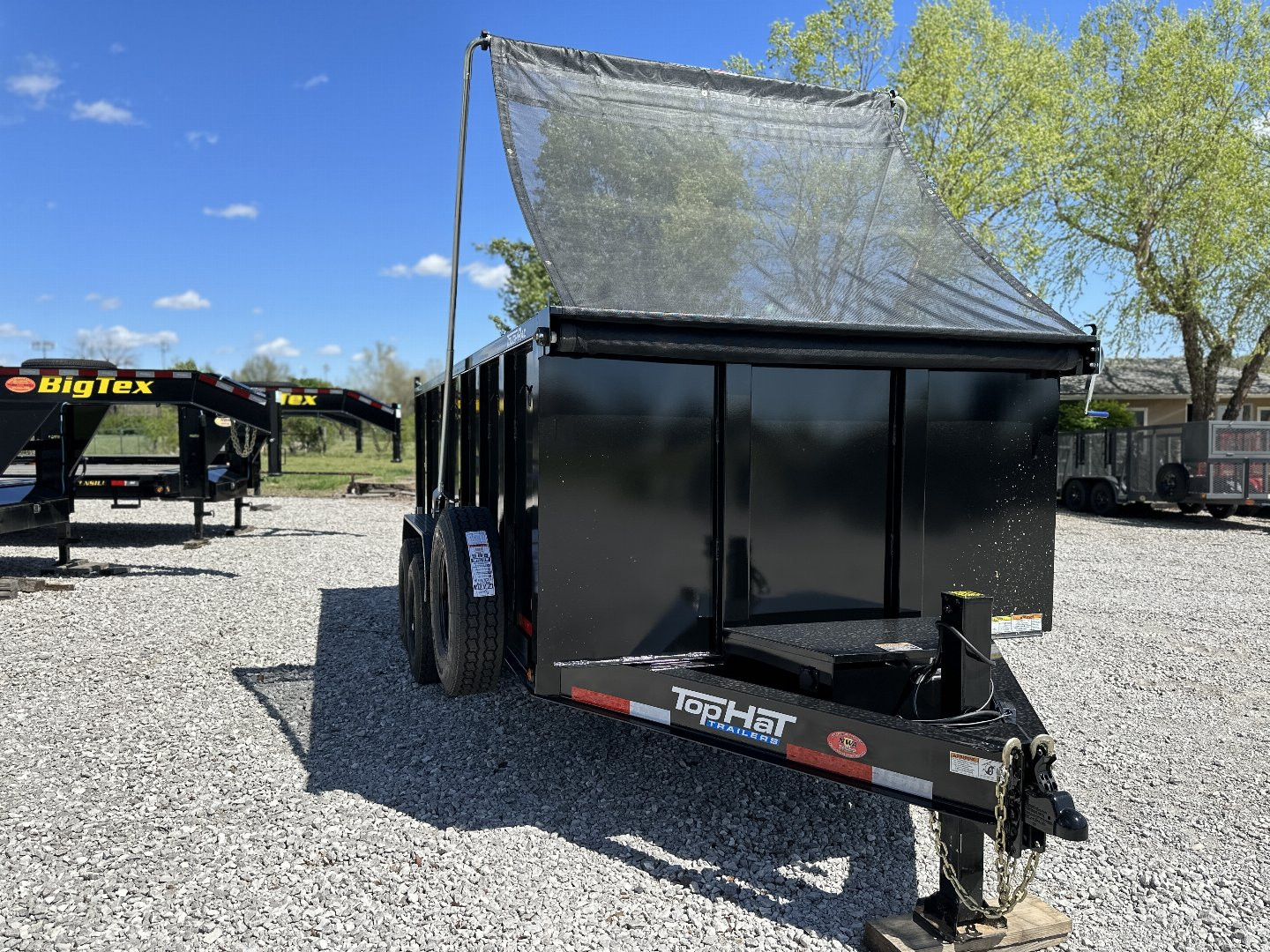 New Top Hat Trailers DPX140-16x83 w/ 4' Tall Sides and Hyd. Jack & Long Arm Tarp Dump Trailer