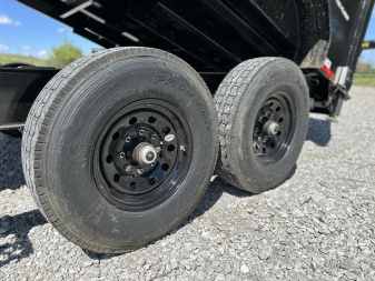New Top Hat Trailers DPX140-16x83 w/ 4' Tall Sides and Hyd. Jack & Long Arm Tarp Dump Trailer