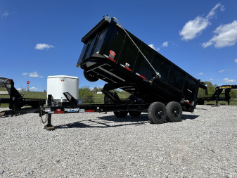 New Top Hat Trailers DPX140-16x83 w/ 4' Tall Sides and Hyd. Jack & Long Arm Tarp Dump Trailer