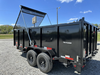 New Top Hat Trailers DPX140-16x83 w/ 4' Tall Sides and Hyd. Jack & Long Arm Tarp Dump Trailer