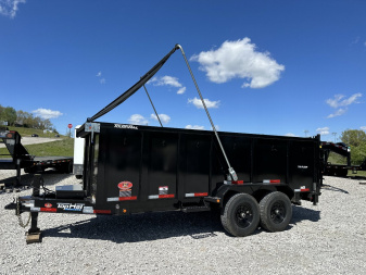 New Top Hat Trailers DPX140-16x83 w/ 4' Tall Sides and Hyd. Jack & Long Arm Tarp Dump Trailer