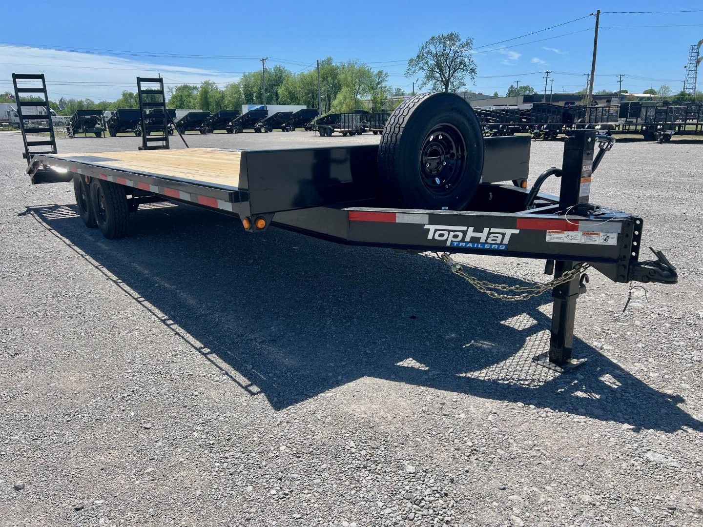 New 2026 Top Hat Trailers DO14-24x102 Flatbed Trailer w/ Standup Ramps & 14 Ply Tire Upg.