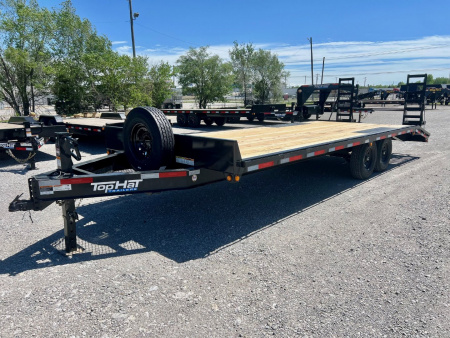 New 2026 Top Hat Trailers DO14-24x102 Flatbed Trailer w/ Standup Ramps & 14 Ply Tire Upg.