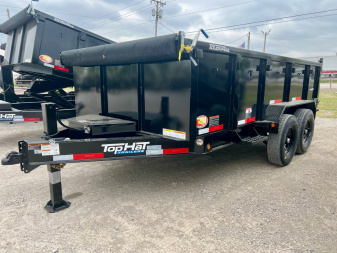 New 2024 Top Hat Trailers DPX140-14x83 w/ 3' Tall Sides and Hyd. Jack Dump Trailer