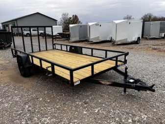 New 2025 H&H Trailers 82 X14' Rail Side 5000k gvwr Utility Trailer w/brakes