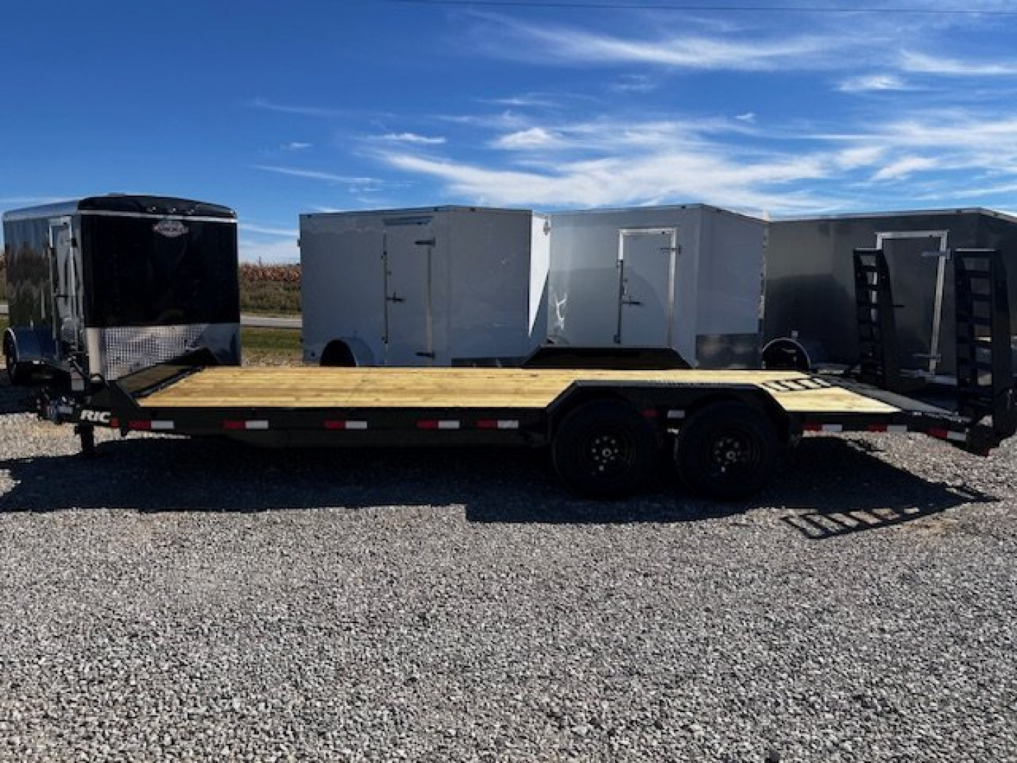 New 2025 RICE 82X22 14K GVWR STAND UP RAMPS Equipment Trailer