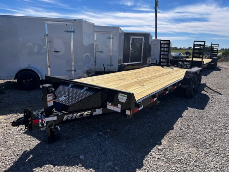 New 2025 RICE 82X22 14K GVWR STAND UP RAMPS Equipment Trailer