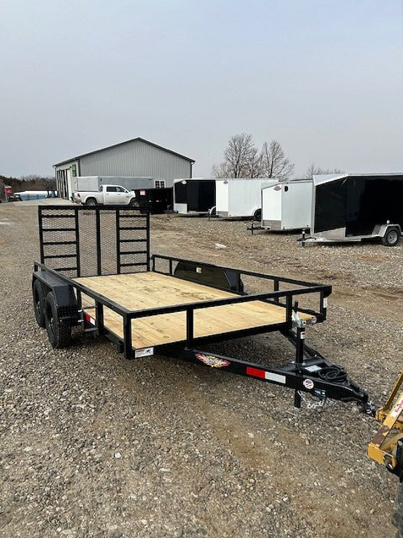New 2025 H&H Trailers 82"X14' Rail Side 7k gvwr LADDER STYLE REAR GATE Utility Trailer