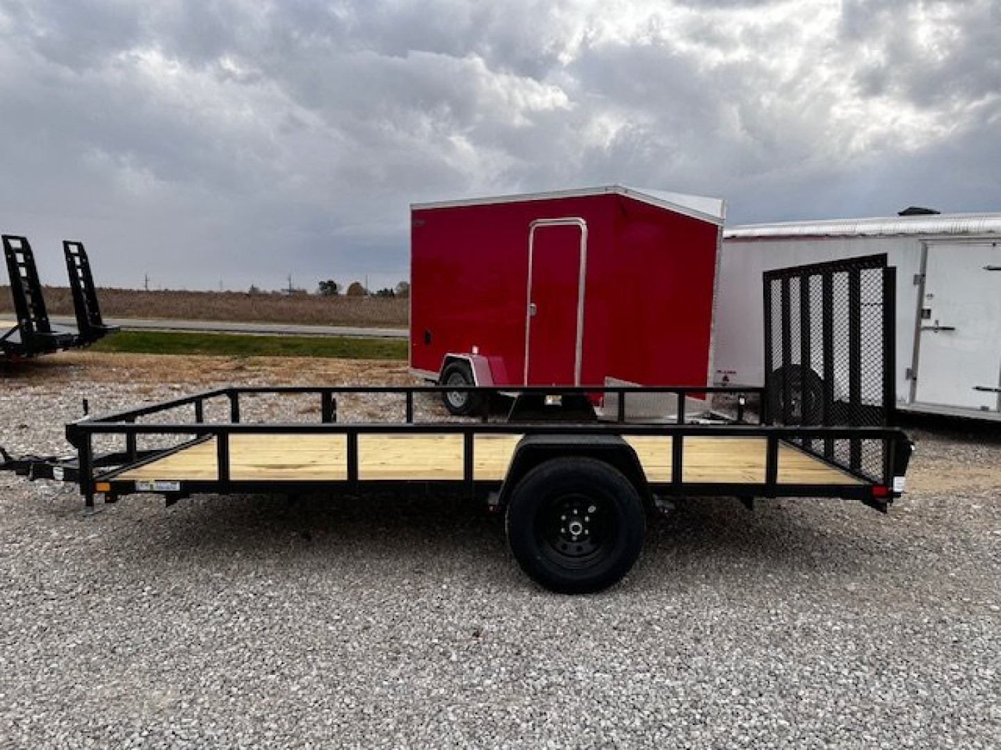 New 2025 H&H Trailers 82"X14' Rail Side 5000k gvwr Utility Trailer w/brakes