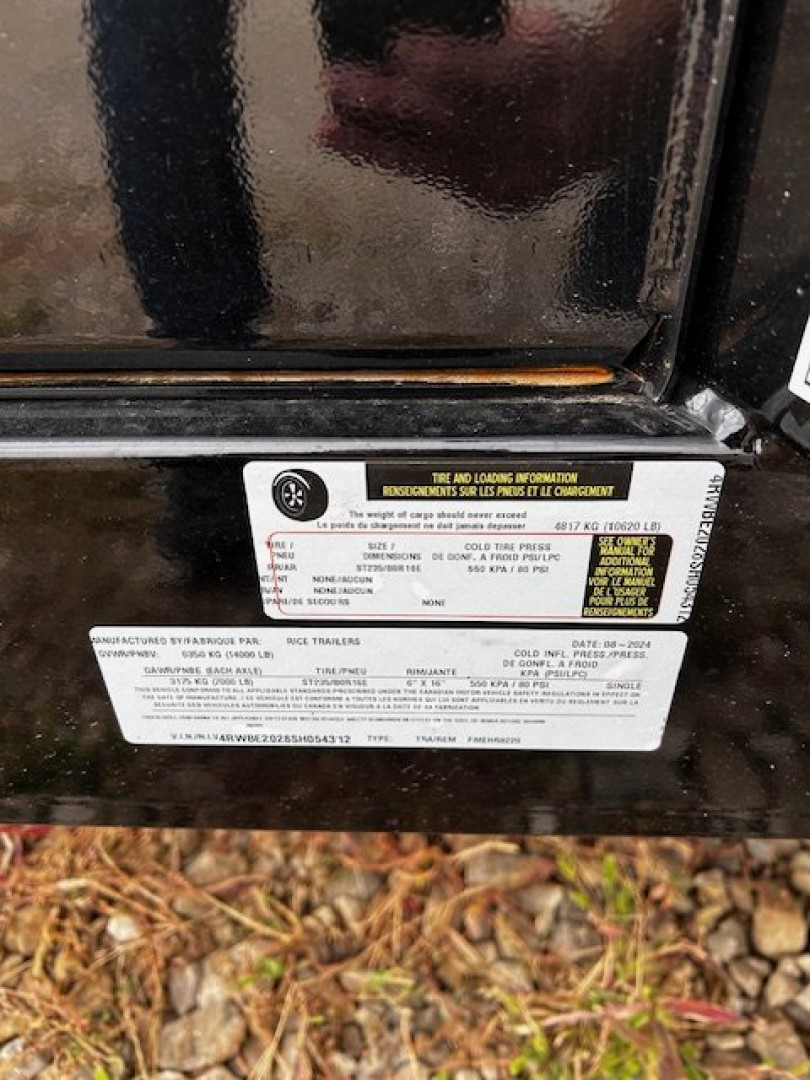 New 2025 RICE 82X20 14K GVWR Equipment Trailer