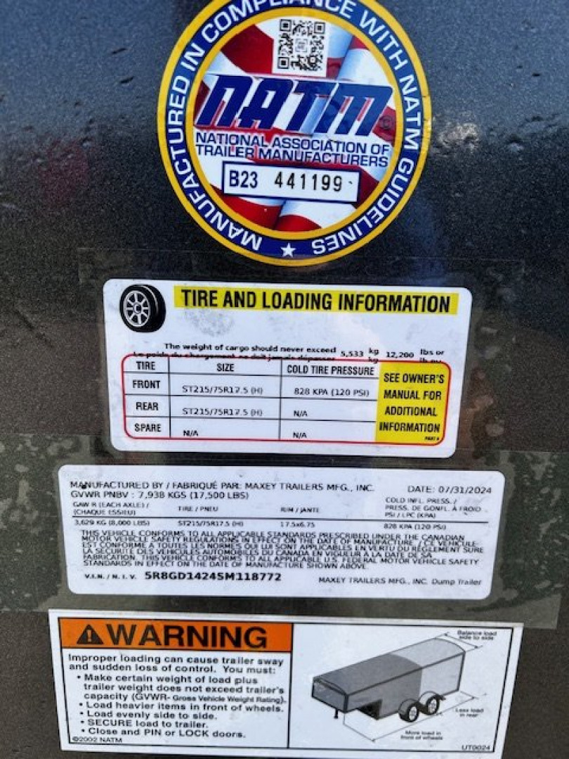 New 2025 MAXXD DJX 83"X14' GN 17.5 K GVWR HD Dump Trailer