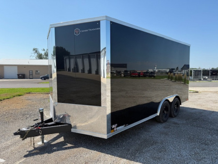 New 2026 Cross Black 8.5'x16' 10k Alpha Flat Top V-Nose Enclosed Cargo Trailer