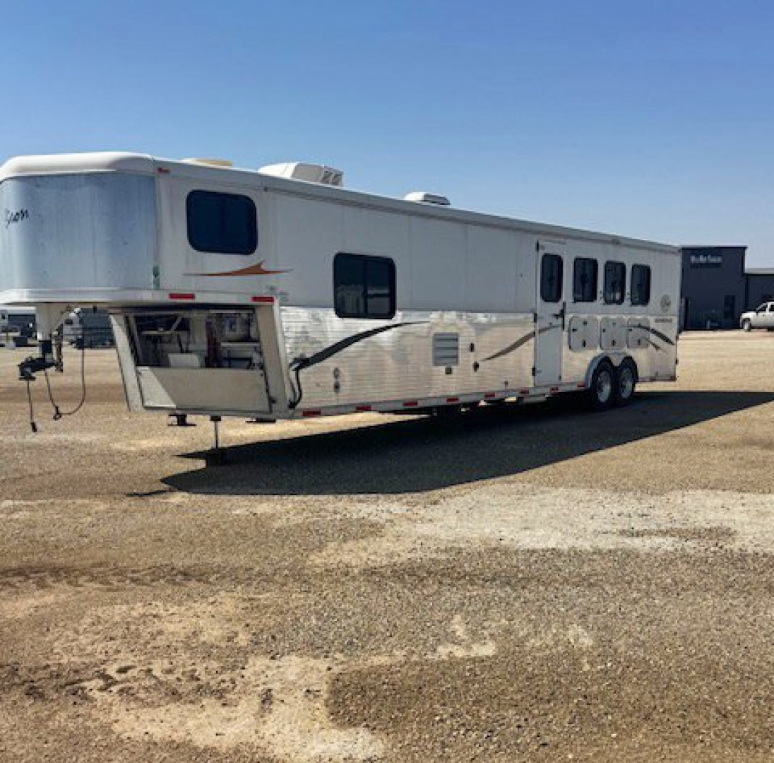 Used 2009 Bison Aluminum Sport 4 Horse Living Quarters Horse Trailer