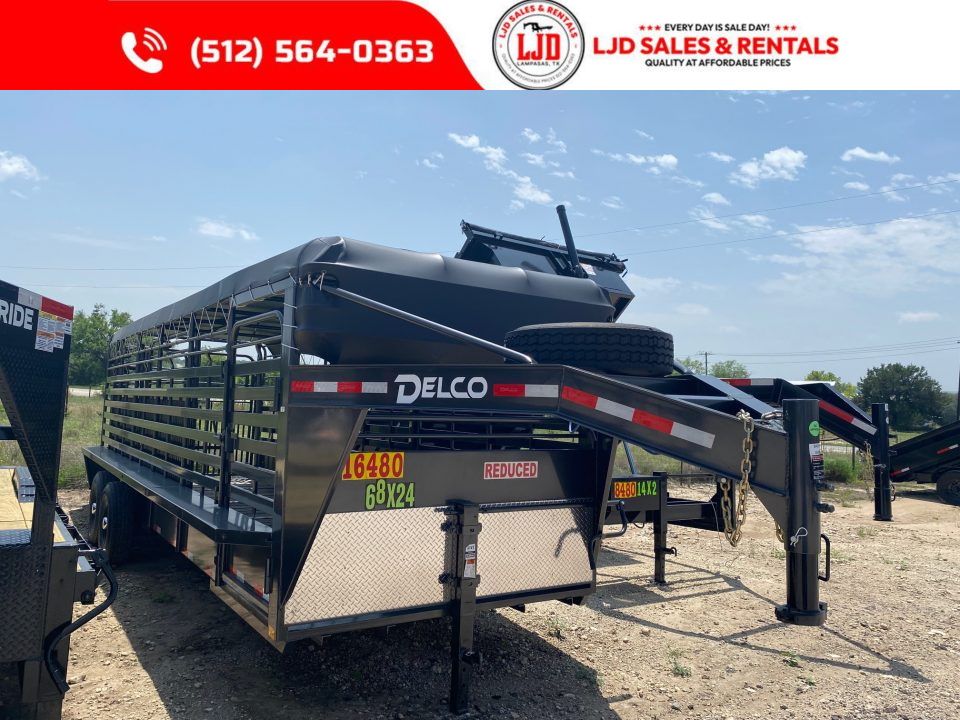 New 2025 Delco - Gooseneck Livestock Trailer 6'8 X 24' - 14 Ply Tires
