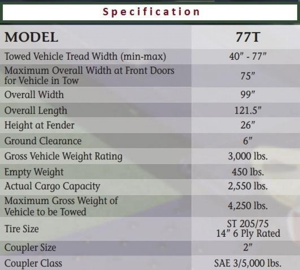 New RENTAL 77T Tow Dolly