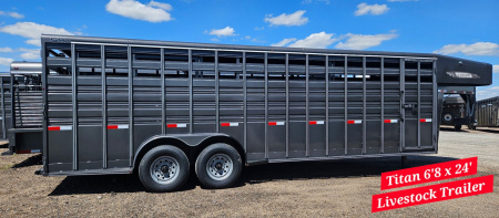 New 2025 TITAN TRAILER Standard 6'8 x 24' Stock Trailer