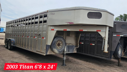 Used 2003 Titan Trailer 6'8  x 24' Stock Trailer