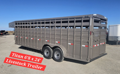 New 2025 TITAN TRAILER Standard 6'8 x 24' Stock Trailer