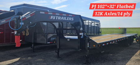 New 2025 PJ TRAILERS 102  x 32' Low-Pro Flatdeck with 12K Duals (LD) Flatbed Trailer