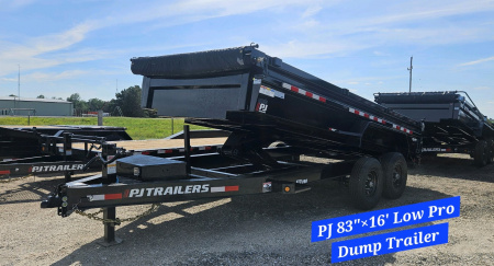New 2025 PJ TRAILERS 83 in. x 16' Low Pro (DL) Dump Trailer