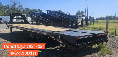 New 2025 Good Guys Trailers 102  x 28' w/7K Axles Low-pro Flatbed Trailer
