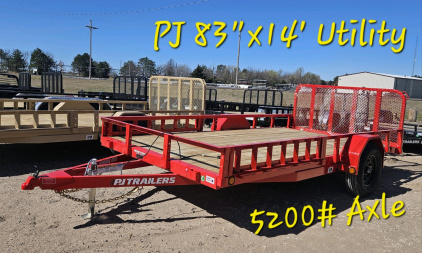 New 2024 PJ TRAILERS 14' x 83 in. Single 5200# Axle Channel Utility Trailer