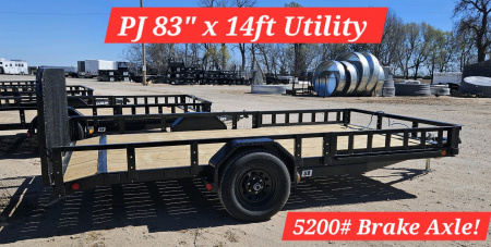New 2024 PJ TRAILERS 14' x 83 in. Single Axle Channel Utility (U8) Trailer