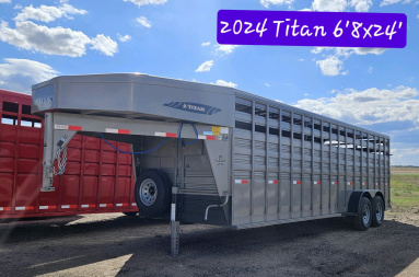 New 2024 TITAN TRAILER 6'8 x 24' Stock Trailer