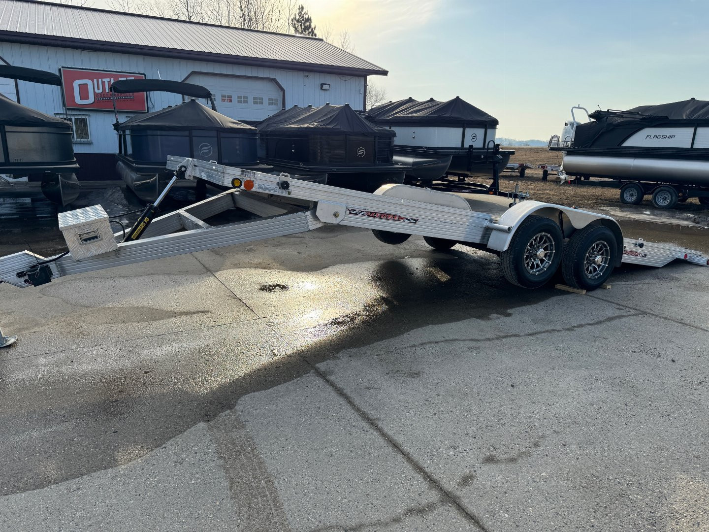 New 2025 78"x22' SLEDBED HYDRAULIC TILT ALUMINUM TANDEM UTILITY TRAILER by JB LUND **FREE TIEDOWN KIT**