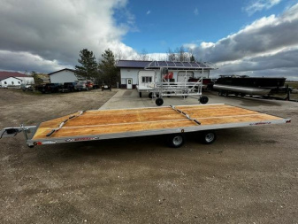 New 2025 22' V-FRONT SLEDBED 4-PLACE TANDEM AXLE SNOWMOBILE TRAILER by JB LUND