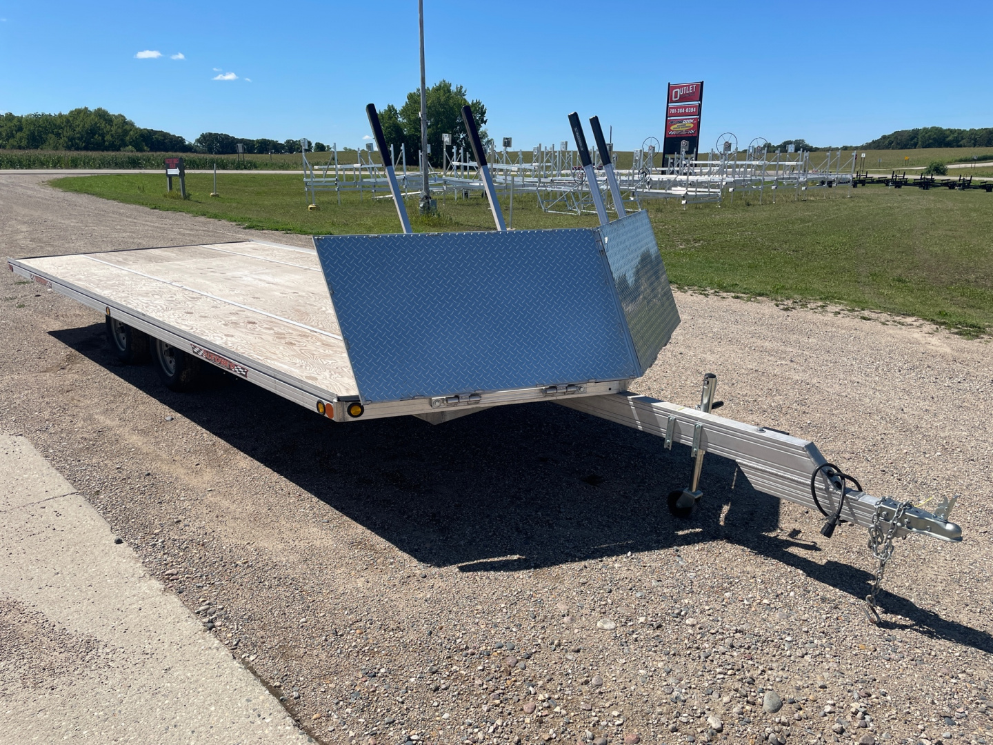 New 2024 22' V-FRONT SLEDBED 4-PLACE TANDEM AXLE SNOWMOBILE TRAILER w/SALT SHIELD by JB LUND